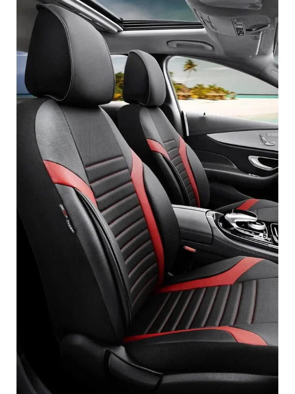 Otom Coral Kırmızı Siyah Çift Renk Araç Koltuk Kılıfı