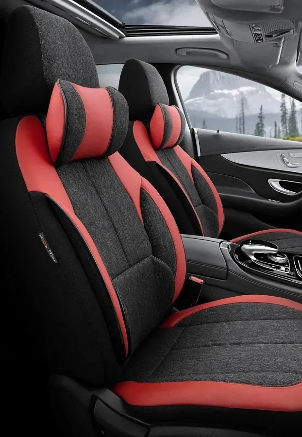 Otom Voyager Kırmızı Siyah Araç Koltuk Kılıfı